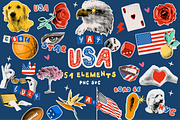 USA Stickers PNG SVG 51 Pcs, a Decorative Illustration by Anada Arty (Thumbnail 1 of 13)