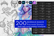 200 Mermaid Maker Procreate Stamps, a Brush Add-On by Selentaori Studio (Thumbnail 1 of 13)