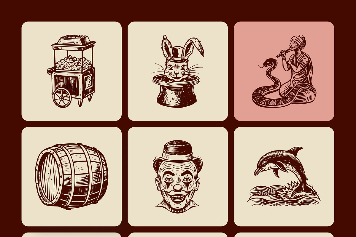 Vintage Circus Illustration Set, a Sport Illustration by Creative Stall (Photo 10 of 10)