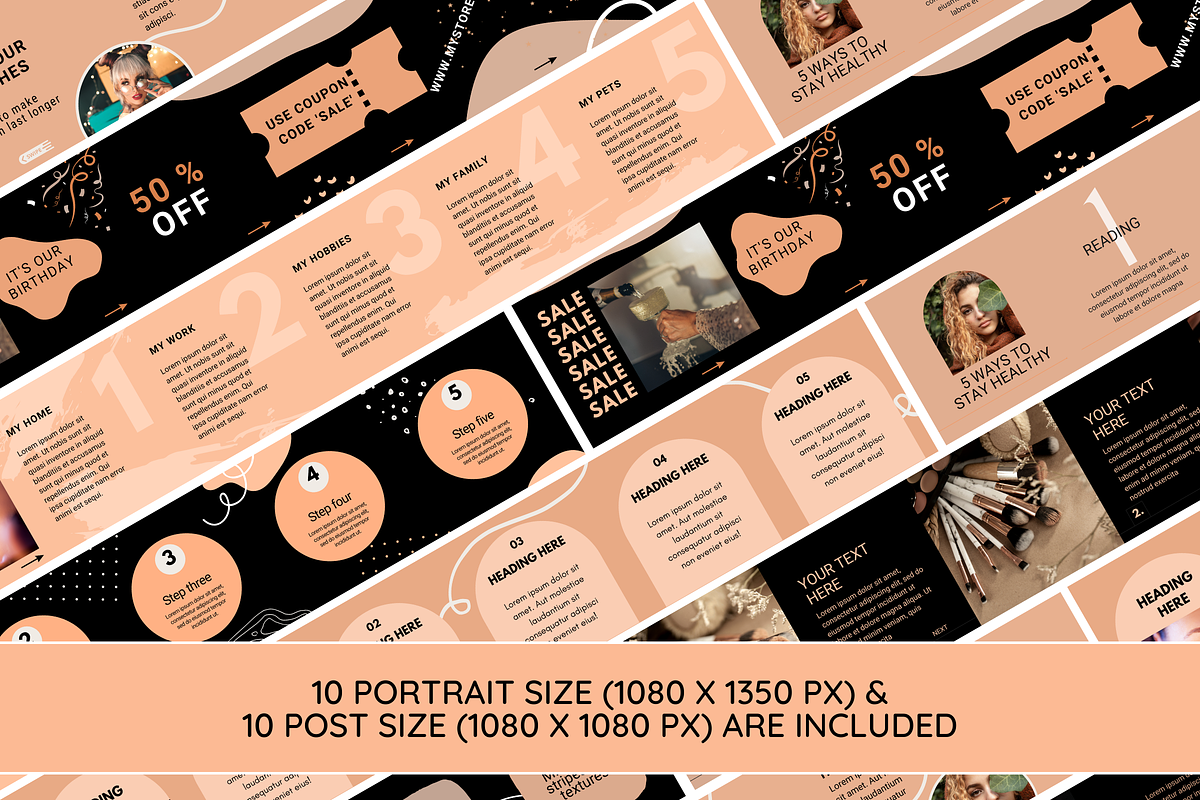 Black Rose Instagram Carousel Bundle preview 2