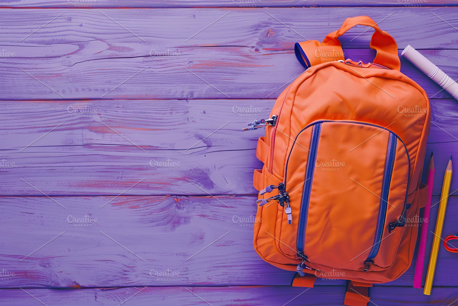 Modern school backpack with copyspace for text. Back To School concept, a School & Education Photo by AlyaAnd