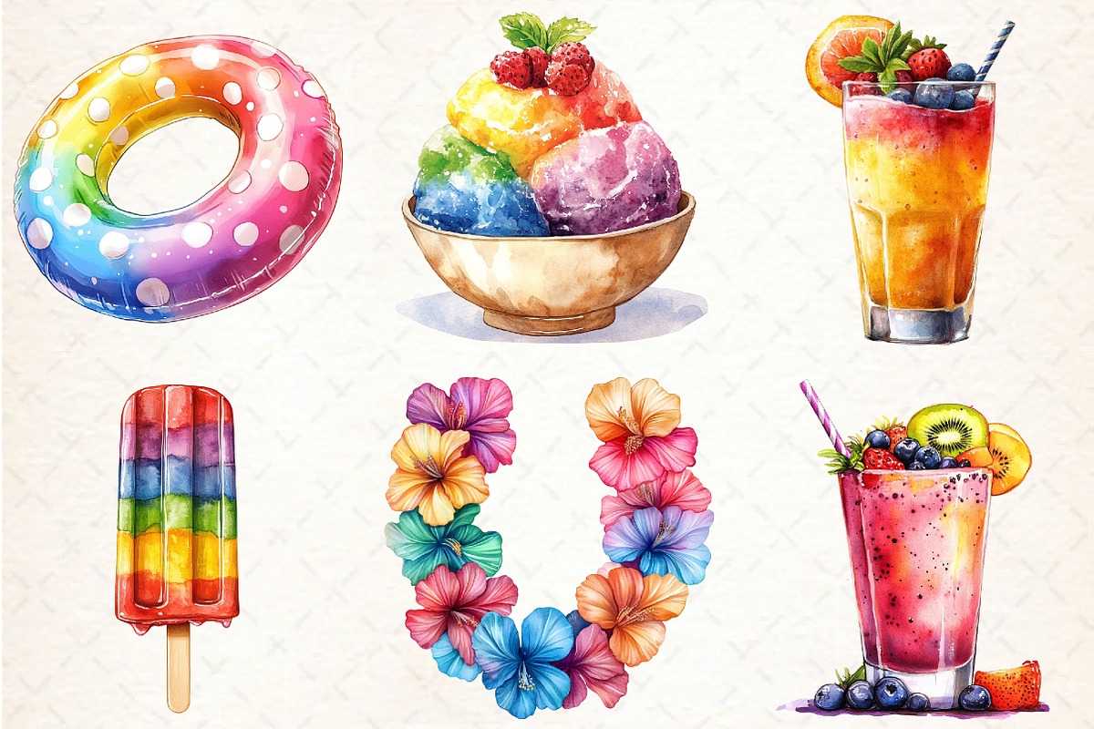 Colorful Summer Clipart Set, an Illustration by Libby Wishes (Photo 3 of 5)