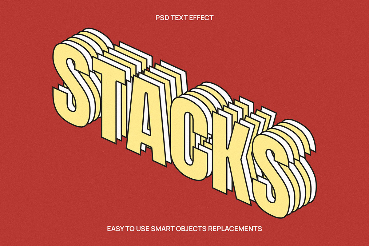 Stacked Text Effect - 10 in 1, a Layer Style Add-On by dokudokunomi (Photo 3 of 4)
