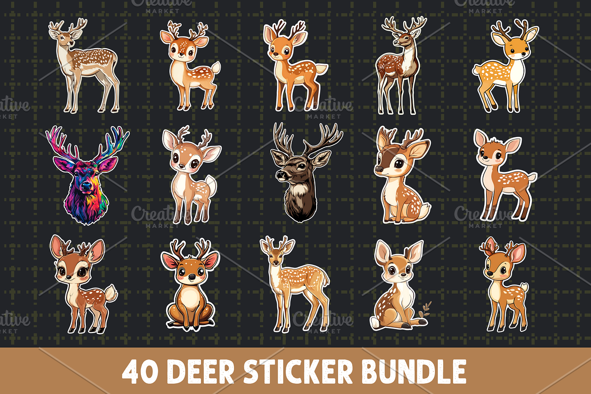 Cute Deer Sticker Bundle PNG, an Animal Illustration by RaiihanCrafts