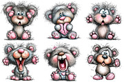 Funny Panic teddy bear Clipart, an Illustration by Craft Nest (Thumbnail 3 of 11)