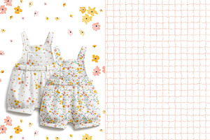 Kids Floral Seamless Pattern Checks