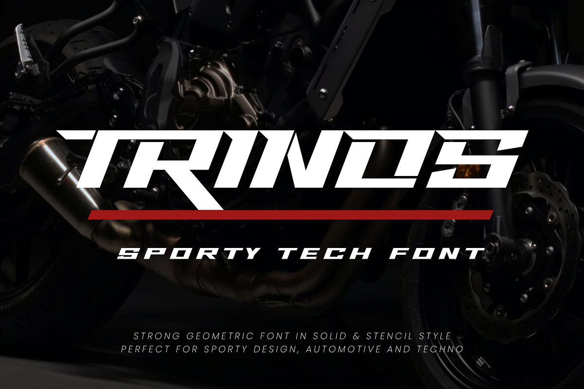 Trinos - Sporty Tech Font, a Font by Arterfak Project (Photo 1 of 15)