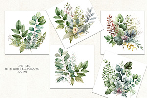 Watercolor Greenery Clipart