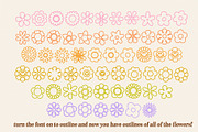 Retro Flowers Illustration Font, a Symbol Font by Dear Darling Design (Thumbnail 8 of 13)