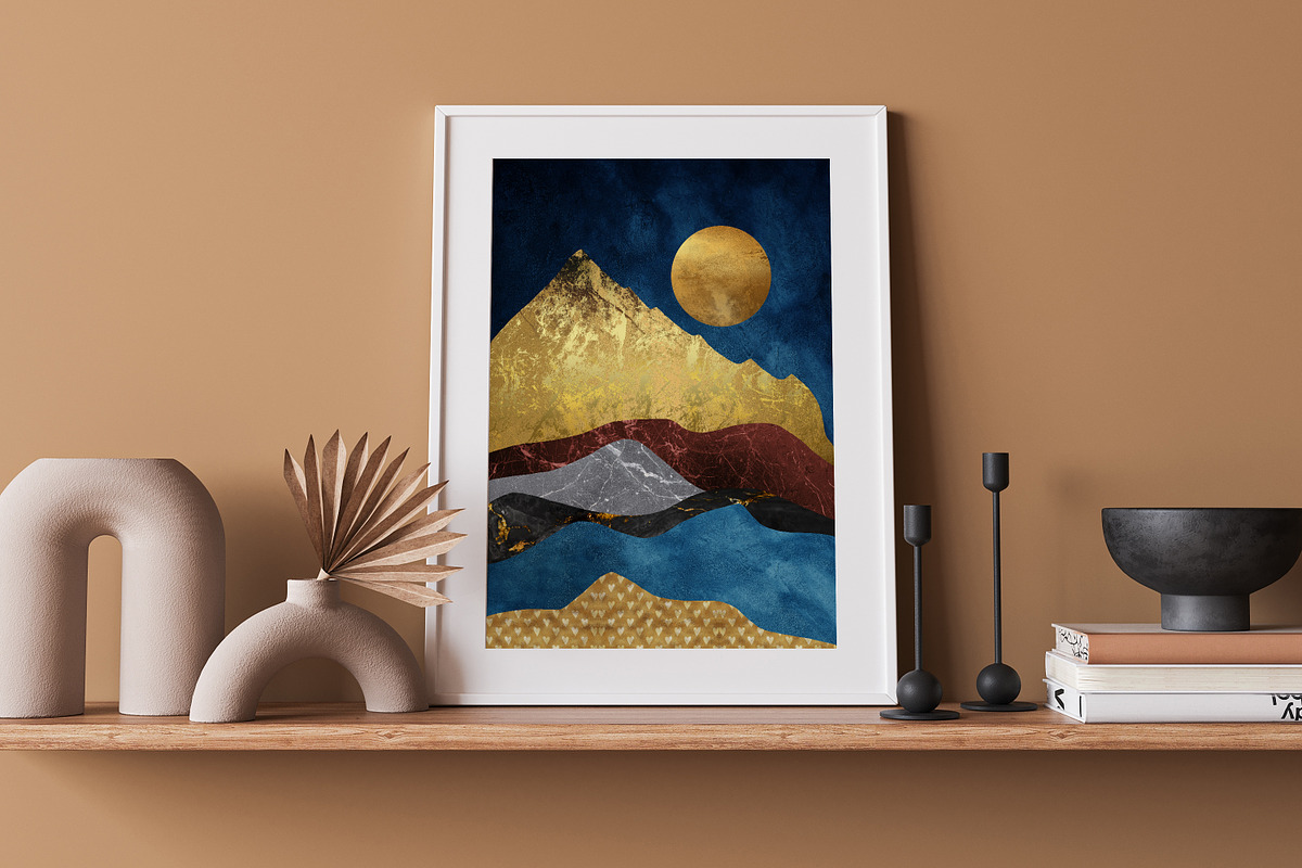 Modern golden landscape print poster, a Decorative Illustration by Muzi pear studio (Photo 8 of 10)