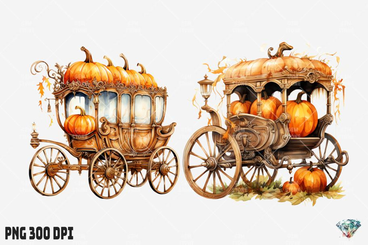 Pumpkin Chariot Watercolor, an Illustration by Gemstone (Photo 6 of 12)