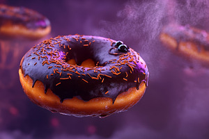 Spooky Halloween Donuts with Candy Eyes and Sprinkles, an Abstract Photo by Natalia Klenova's Shop
