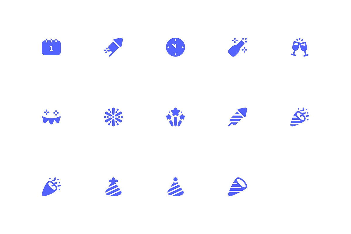 New Year Solid Icon Set, a Solid Icon by DailyYouth (Photo 2 of 4)