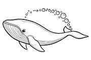 Whale Line Art Vector Bundle, an Illustration by yasushie (Thumbnail 50 of 51)