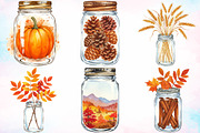 Watercolor Fall Mason Jars Clipart, an Illustration by Canvas Craft (Thumbnail 2 of 4)