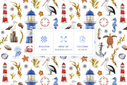 Mediterranean Coastal Summer Pattern, a Decorative Illustration by AnitaPol (Thumbnail 6 of 16)