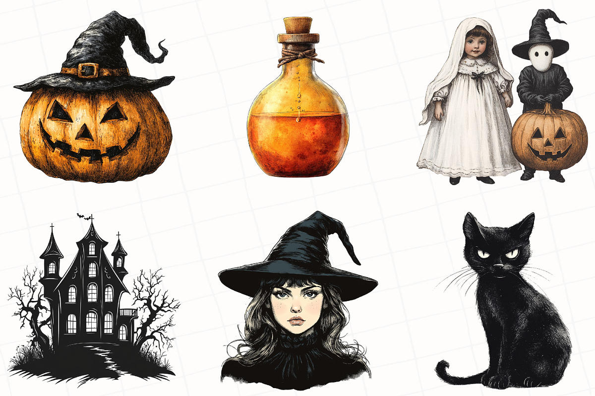 Retro Halloween Clipart, an Illustration by OK Design (Photo 4 of 5)