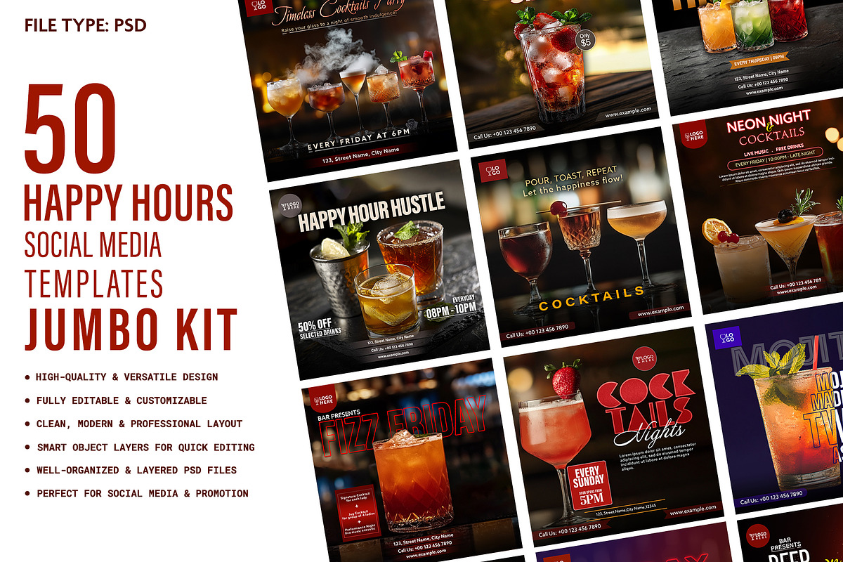 Happy Hour Social Media Post - PSD, a Social Media Template by Allies Interactive (Photo 1 of 4)