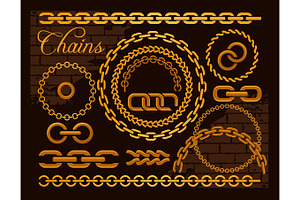 Golden chains on a dark background., an Object Graphic by Digital-Clipart