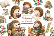 Hedgehog Bookworm PNG Clipart, an Animal Illustration by MockupWizard (Thumbnail 1 of 5)