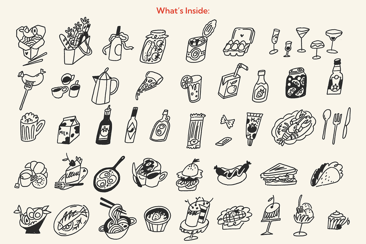 Doodles & Noodles: Ink Food Pack, a Food Illustration by Olly Kava (Photo 3 of 11)