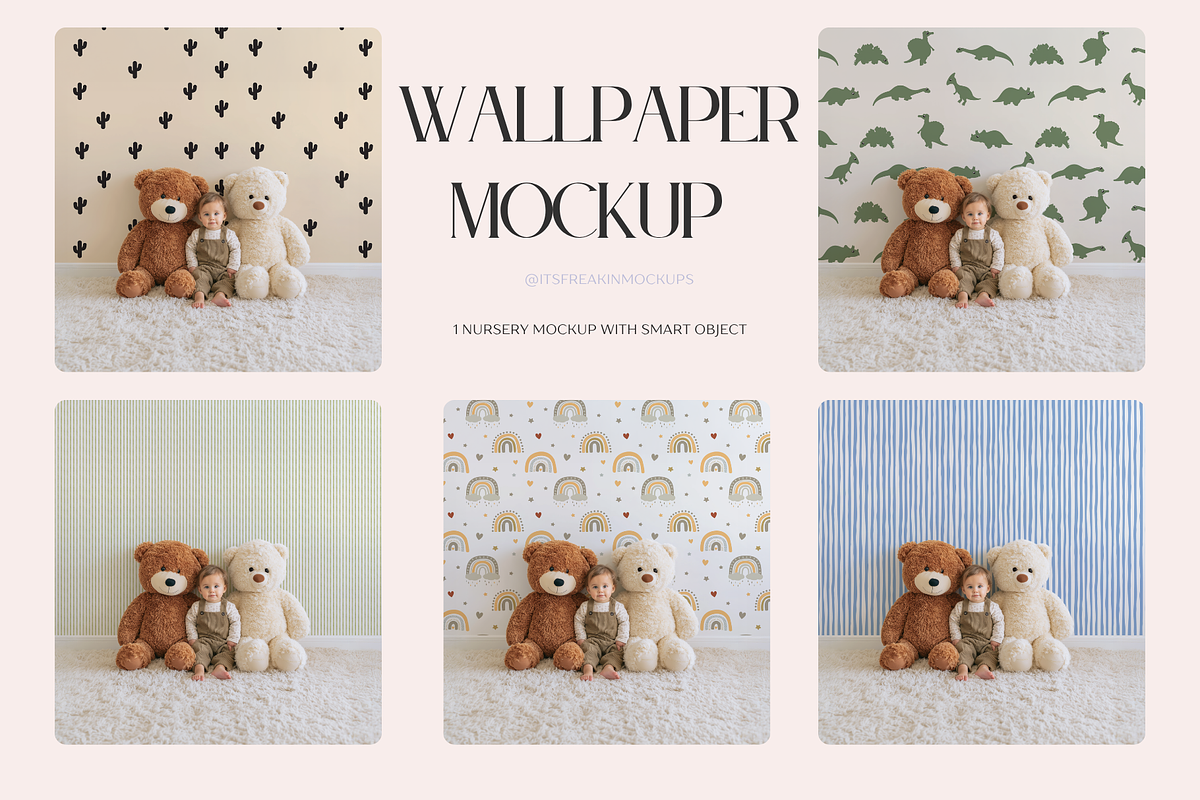 Nursery Wallpaper Mockup PSD, a Household Mockup by ItsFreakinMockups (Photo 1 of 5)