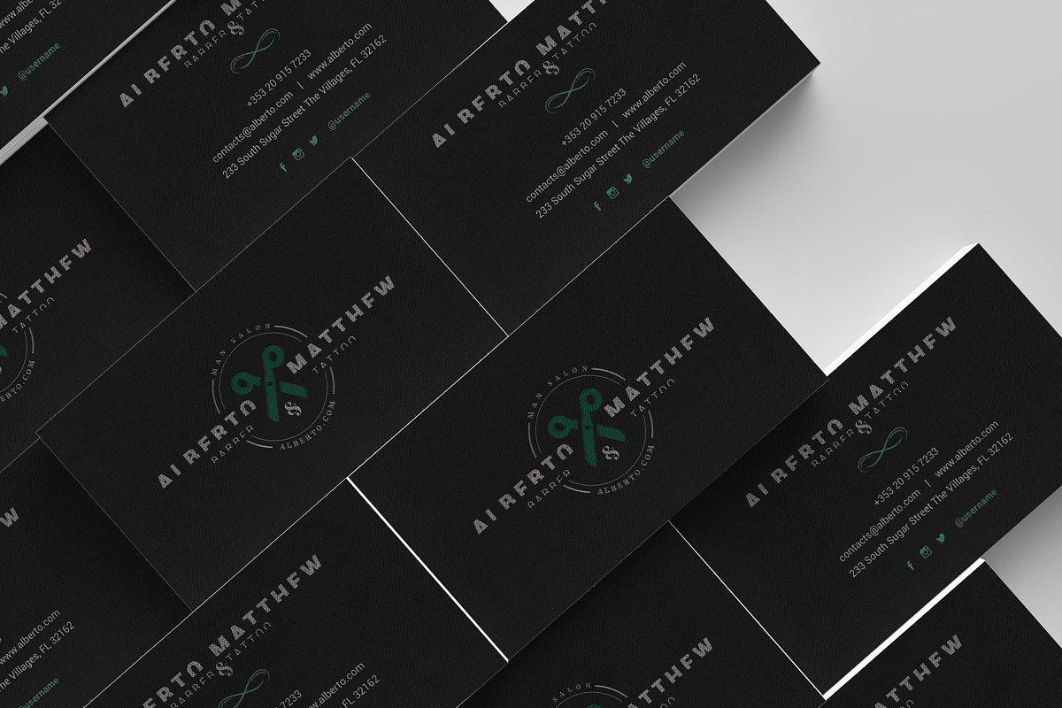 Barbber & Tattoo Salon Business Card, a Business Card Template by Radomir (Photo 2 of 2)