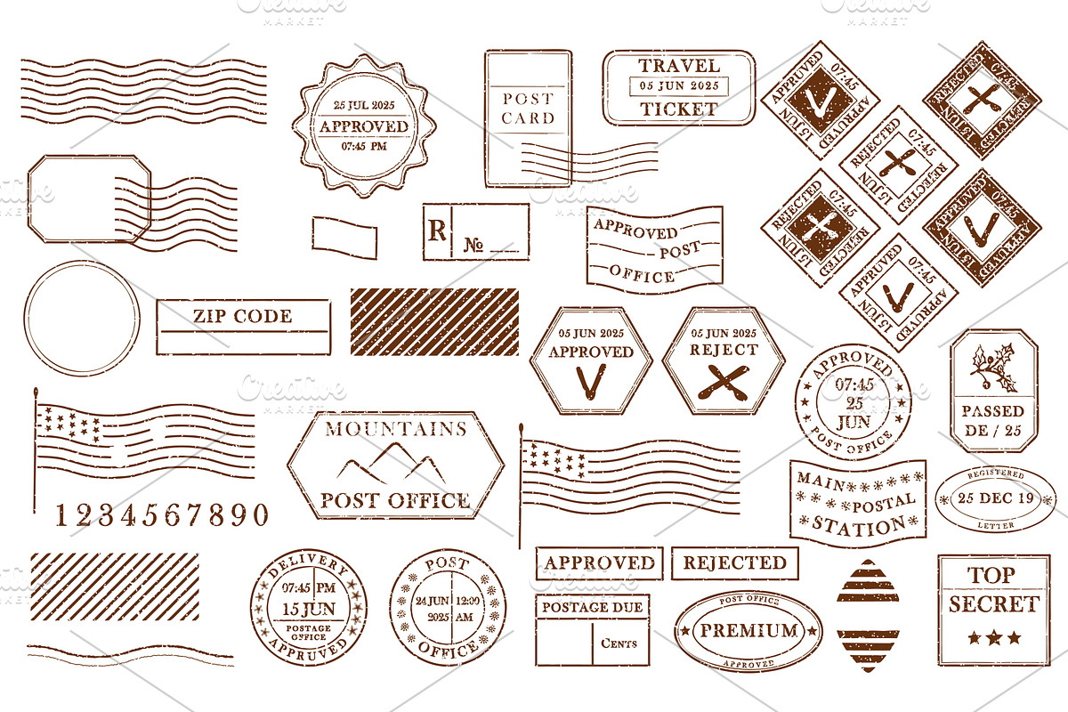 Blank brown postage rubber stamp, an Illustration by Zimages