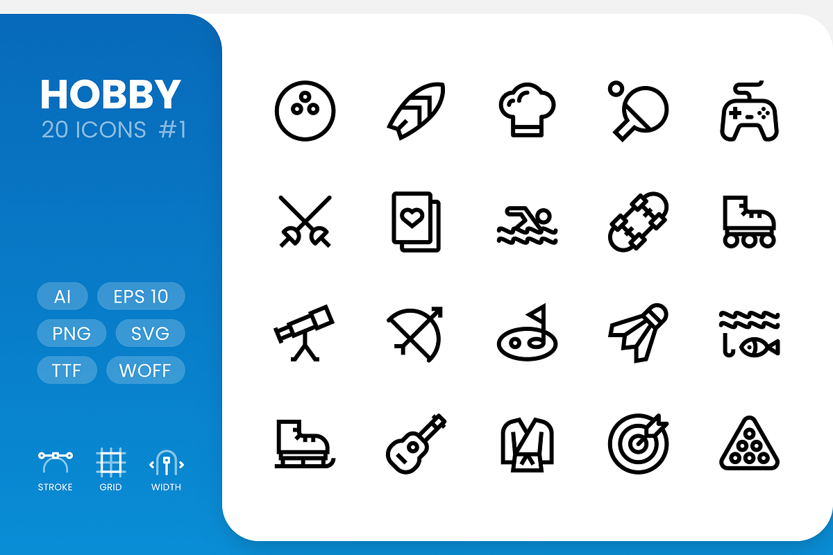 Hobby - Line Icons, an Icon by RudenkoArts (Photo 1 of 4)