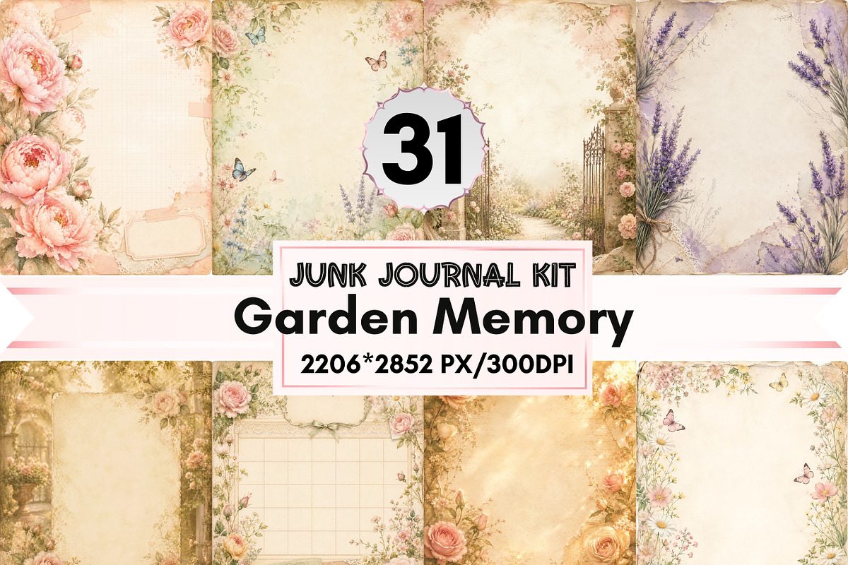 31 Garden Memory Journal Pages, a Background Graphic by LA Design (Photo 1 of 10)