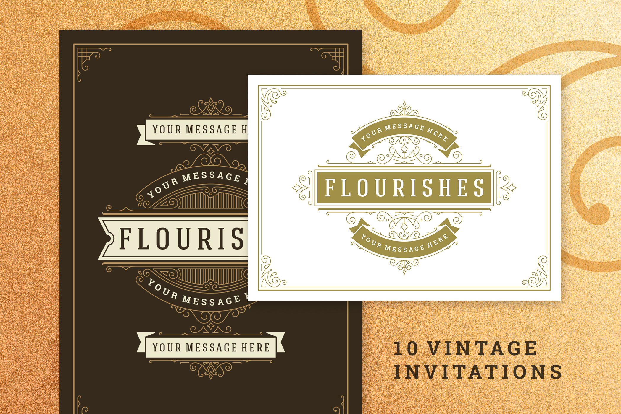10 Vintage Ornament Invitations, an Invitation Template by Vasya Kobelev