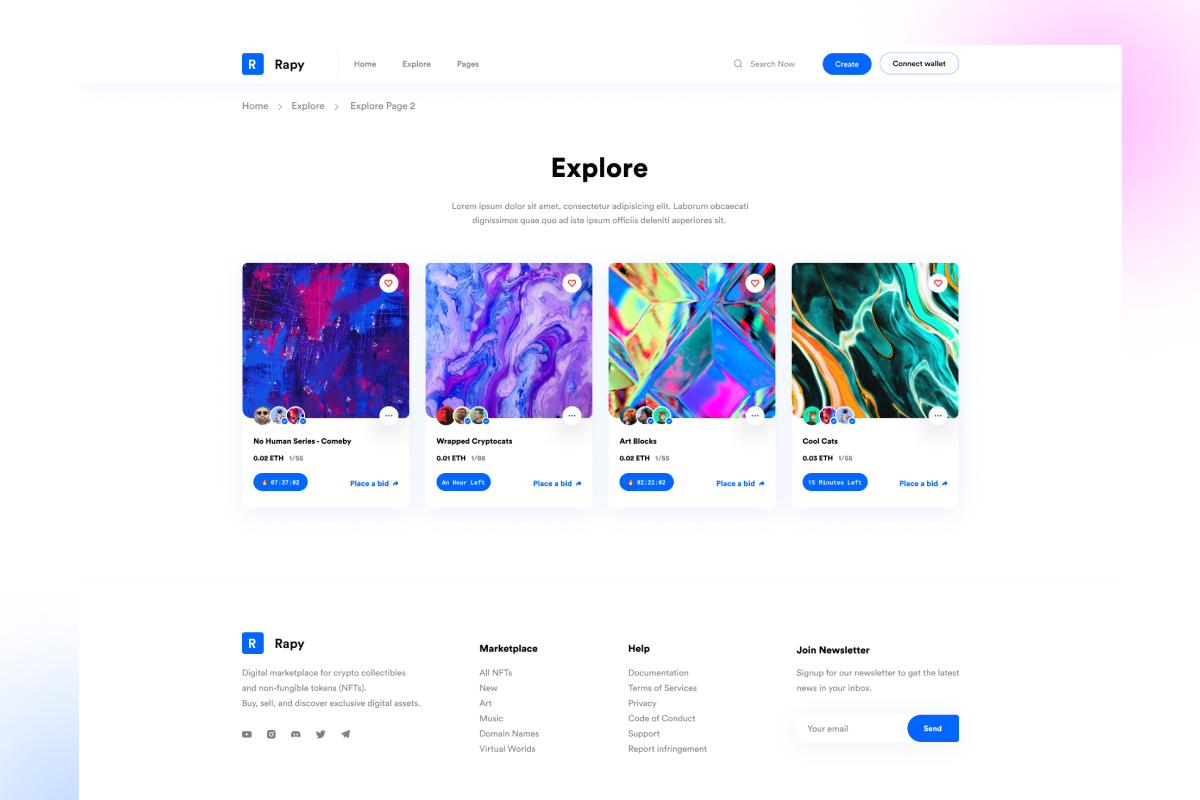 NFT'S Explore UI Kit, an UI Kit Template by ArtGalaxy (Photo 1 of 4)