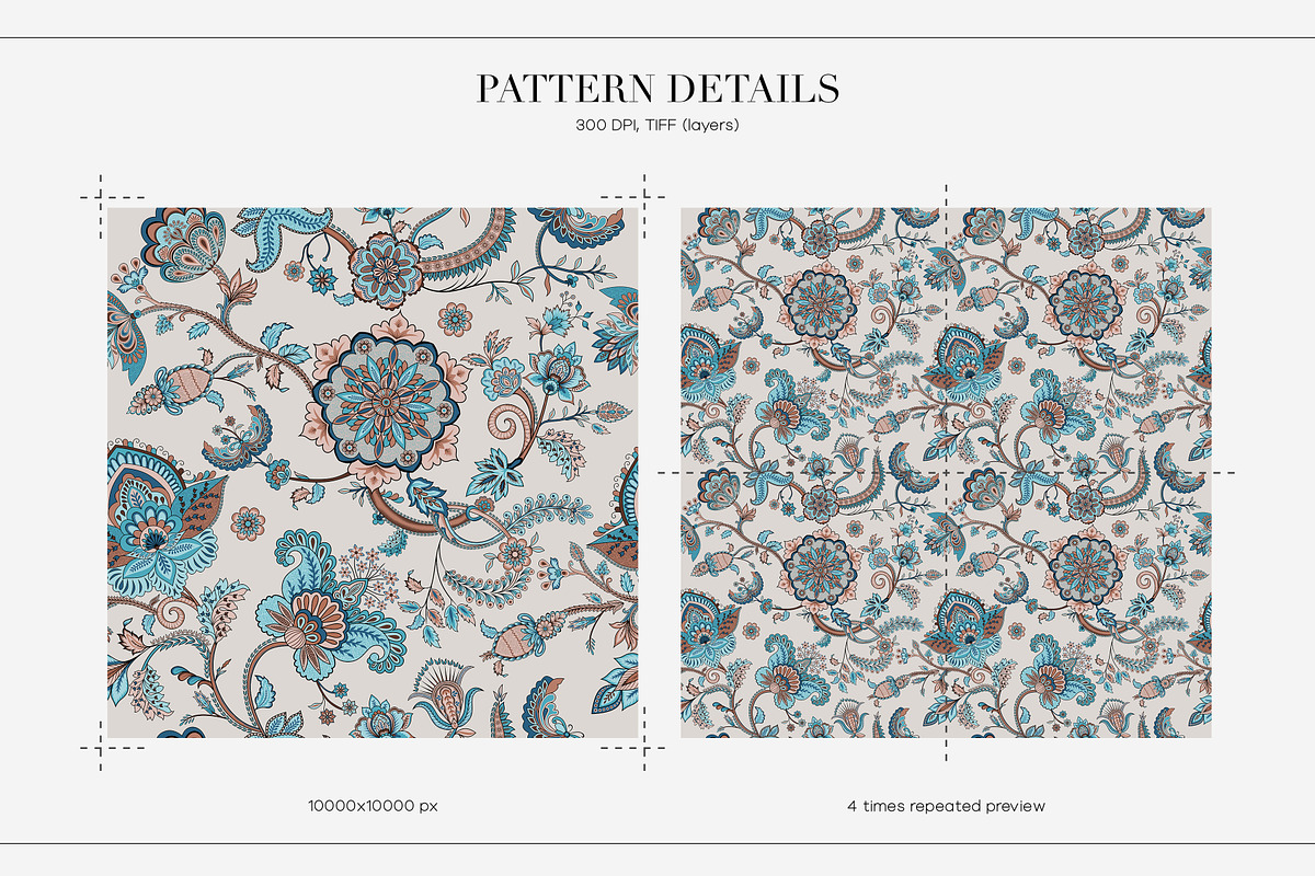 Persian Azure Traditional Patterns, a Pattern Graphic by LEAFure