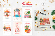 Watercolor Tropical Christmas set, a Seasonal Illustration by VerAna (Thumbnail 7 of 19)