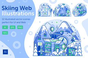 Skiing Resort Web Illustrations