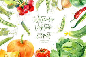 Watercolor Vegetables Set