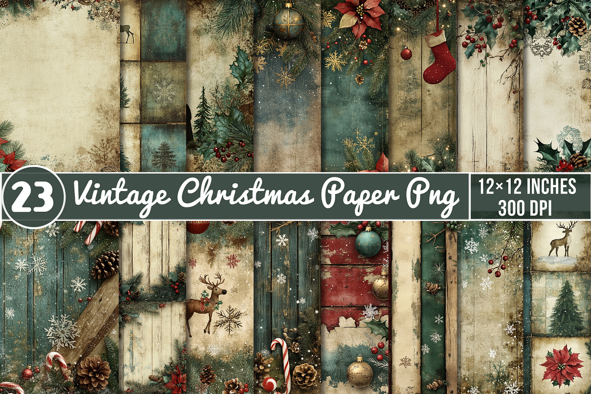 Vintage Christmas Paper Sublimation, an Illustration by SinaCreation (Photo 1 of 5)