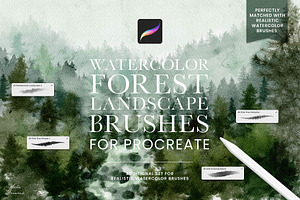 Forest Landscape Procreate Brushes, a Brush Add-On by Julia Dreams