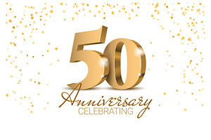 Anniversary 50. Gold 3d Numbers Card