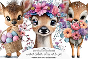 Whimsical Easter Cute Deer Clipart, an Illustration by GatewayDesign (Thumbnail 1 of 3)