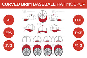 Curved Brim Baseball Hats - Template