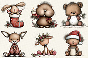 Christmas Woodland Animals Clipart, an Illustration by DreamCafeArt (Thumbnail 2 of 8)