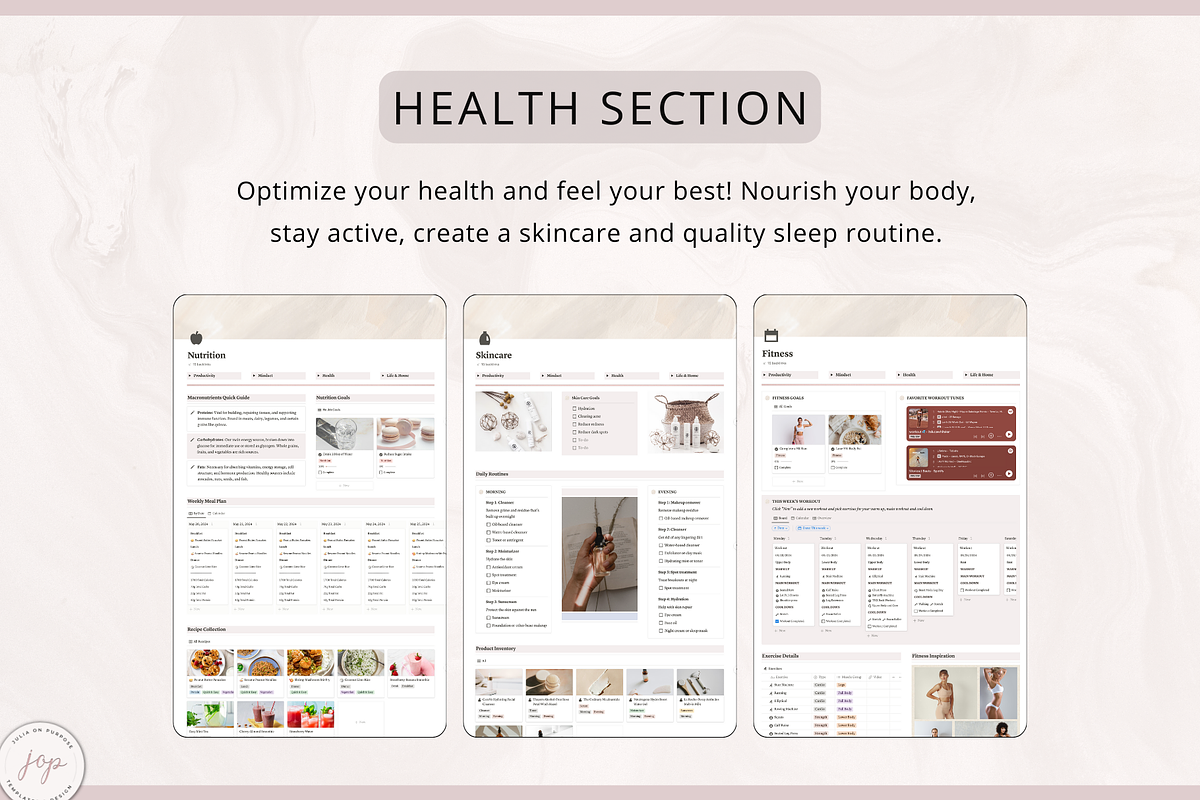 Notion PLR Template Life Planner, a Templates & Theme by Julia On Purpose (Photo 5 of 10)