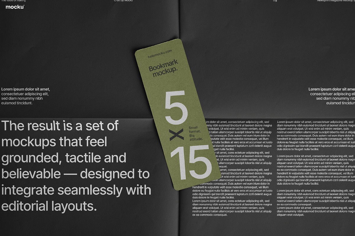 Bookmark & Newsprint Mockup, a Books & Magazine Mockup by Mocku (Photo 2 of 4)