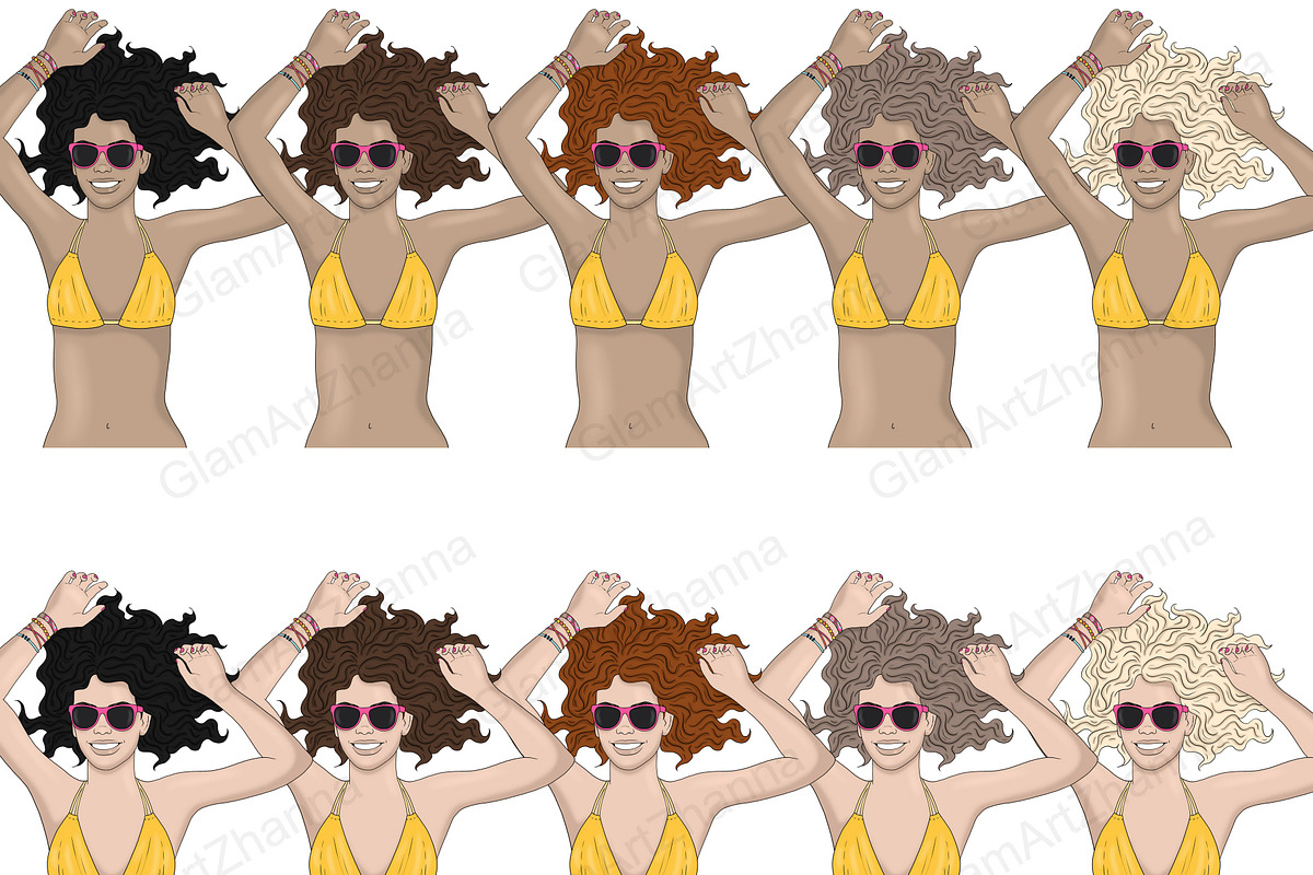 Summer Girl Clipart | Bikini Woman, a Person Illustration by GlamArtZhanna (Photo 5 of 7)