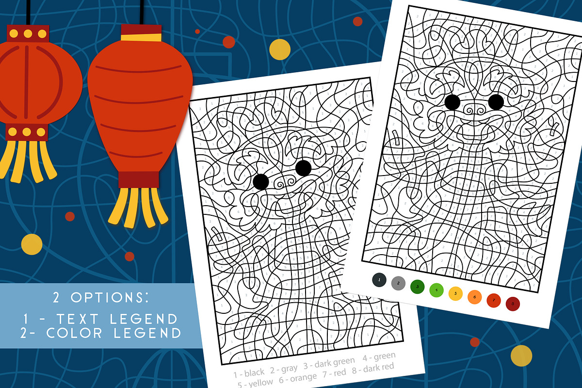 Chinese New Year Color by Numbers, a Seasonal Illustration by Ksenya Savva (Photo 5 of 8)