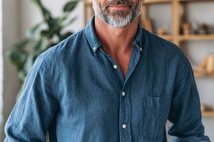 Confident well-groomed man exuding charm in a stylish modern workspace in dayli, a Person Photo by AlyaAnd