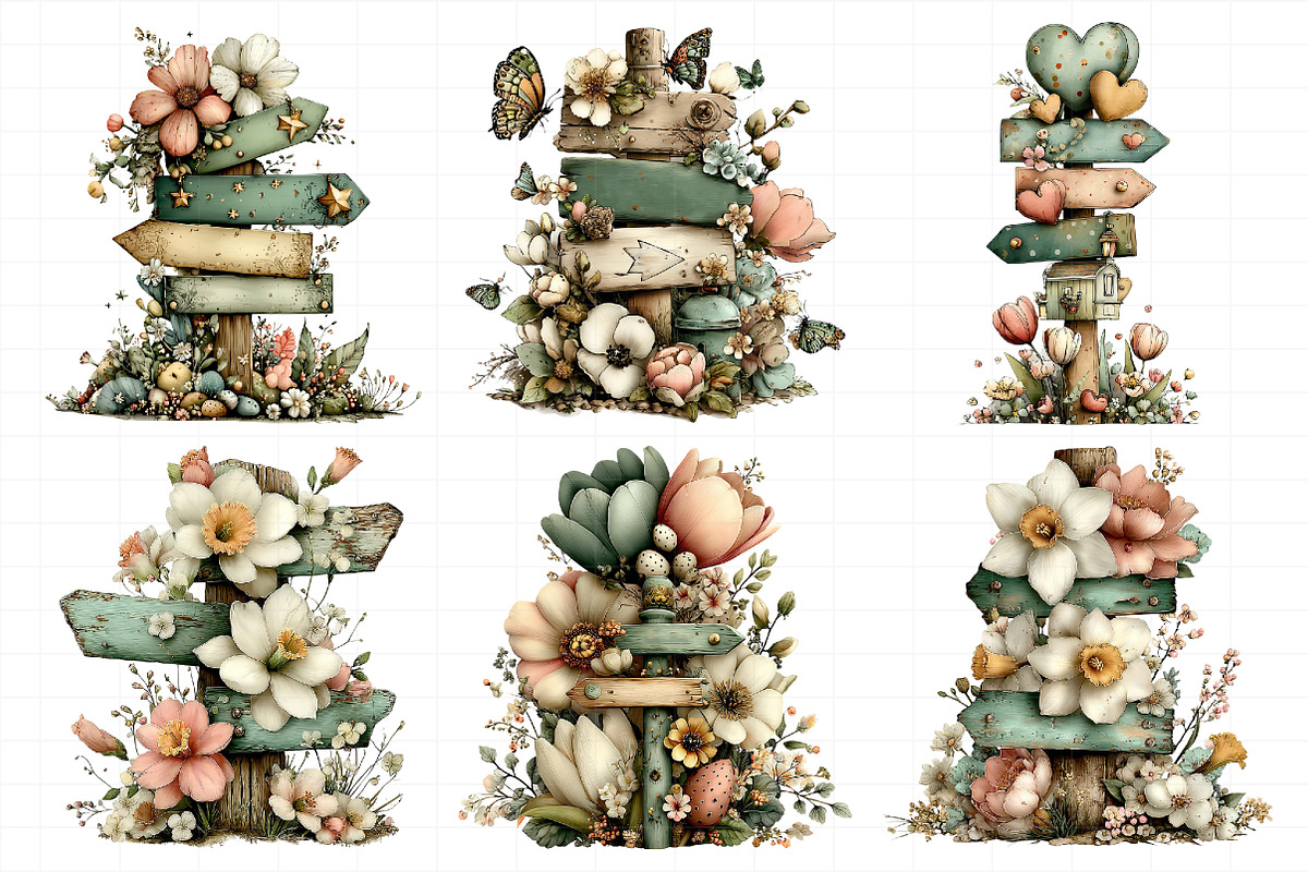 Whimsical Spring Singpost Clipart, an Illustration by Daily.Designs (Photo 3 of 8)