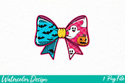 Coquette Bow Halloween Png Spooky, an Illustration by Watercolor design (Thumbnail 1 of 3)