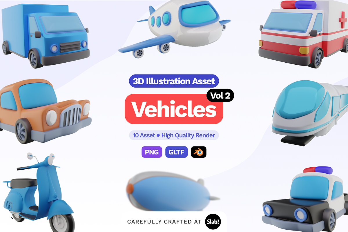 3D Vehicles Illustration Vol 2, a Cars & Vehicle 3D Model by SLAB! Design